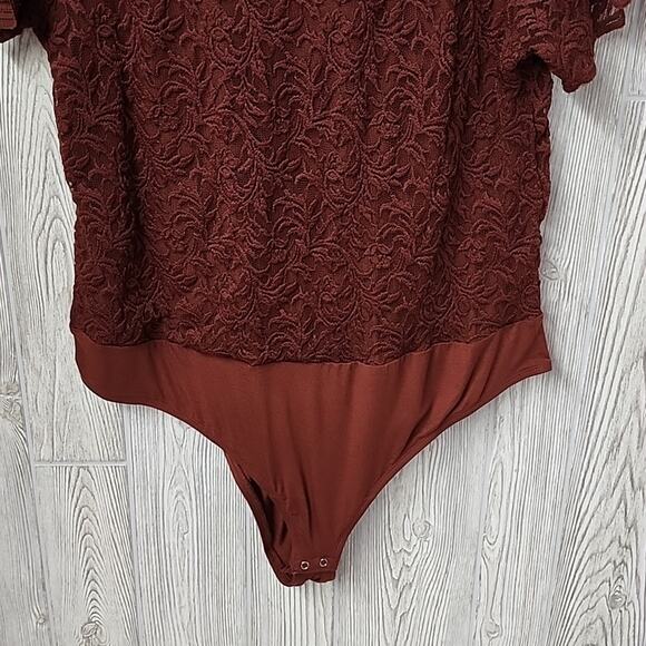 Torrid Brown Lace Short Sleeve Bodysuit Womens Plus Size 3X NWT - Picture 3 of 11